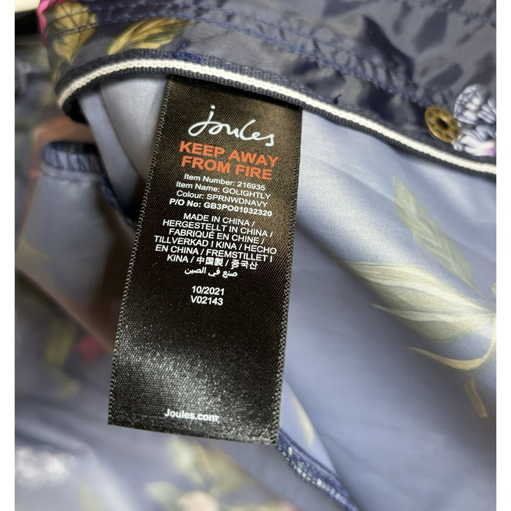 Joules Golightly Navy Floral Packable Raincoat Jacket Right As Rain US 10 216935 - Picture 6 of 11